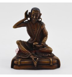 Machine Made, Oxidized Copper Alloy 4" Milarepa Statue