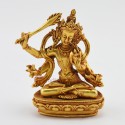 Machine Made Copper Alloy Gold Plated 4" Four Armed Manjushri Statue