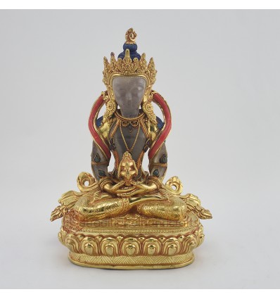 Hand Made Copper Alloy with 24 Karat Gold Gilded Aparmita Statue