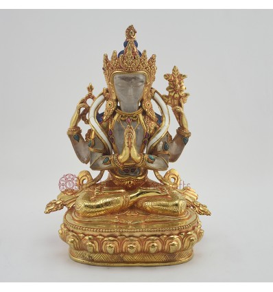 Hand Made Copper Alloy with 24 Karat Gold Gilded Chenrezig Statues