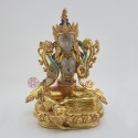 Hand Made Copper Alloy with 24 Karat Gold Gilded Green Tara / Dholma Statue