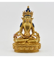 Hand Carved Gold Gilded Tibetan Buddhist Ritual Aparmita Statue