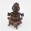 Hand Carved Copper Alloy in Oxidation Finish 7" Mahakala Incense Burner - Dhoopdani