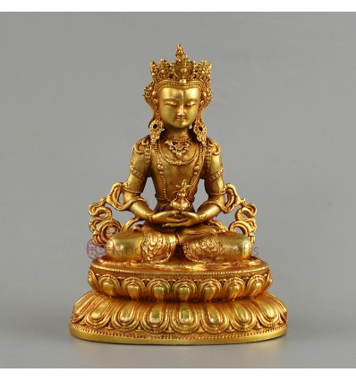 Gold Plated Copper Alloy with Antique Finish  4" Aparmita Statue