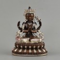  Copper Alloy Silver Plated in Oxidation Finish  4" Chenrezig Statue