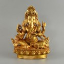 Hand Made Copper Alloy with Gold Plated in Antique Finish 8.25" Ganesha Statue