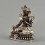 Copper Alloy Silver Plated in Oxidation Finish 4" Green Tara / Dholma Statue