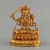 Gold Plated Copper Alloy with Gold Plated in Antique Finish 4" Manjushri  Statue