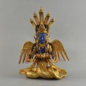 Hand Carved  Gold Plated Copper Alloy and Lapis 9.5" Nag Kanya Statue