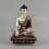 Hand Carved Copper Alloy Silver Plated in Oxidation Finish 7.25" Shakyamuni Buddha Statue