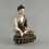 Hand Carved Copper Alloy Silver Plated in Oxidation Finish 7.25" Shakyamuni Buddha Statue