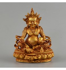 Copper Alloy with Gold Plated in Antique Finish 4" Yellow Dzambhala Kubera Statue