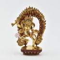 Hand Made Copper Alloy with Partly Gold Gilded 8.25" Magic Labdron / Damaru Jogini Statue