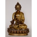 8.25" Medicine/Menla Buddha Oxidized Copper Alloy Gold Plated Statue from Patan, Nepal