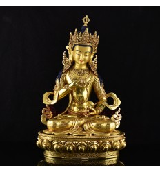 Hand Carved 24 Karat Gold Gilded Hand Painted Face Tibetan 19" Vajrasattva Copper Ritual Statue