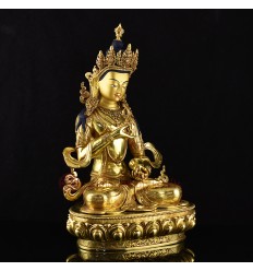 Hand Carved 24 Karat Gold Gilded Hand Painted Face Tibetan 19" Vajrasattva Copper Ritual Statue