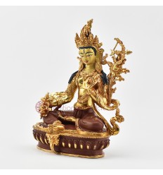 Hand carved Copper Alloy with Partly Gold Gilded 9" Red Tara Statue