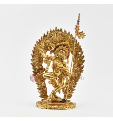 Hand Made Copper Alloy with 24 Karat Gold Gilded 7.5" Vajravarahi Jogini Statue