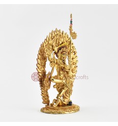 Hand Made Copper Alloy with 24 Karat Gold Gilded 7.5" Vajravarahi Jogini Statue