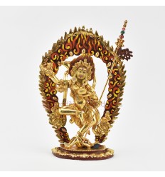 Hand Made Copper Alloy with 24 Karat Gold Gilded 8" Vajravarahi Dakini Statue