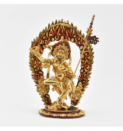 Hand Made Copper Alloy with 24 Karat Gold Gilded 8" Vajravarahi Dakini Statue