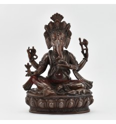  Fine Quality Hand Made Copper Alloy in Oxidation Finish 9" Ganesha Statue