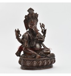  Fine Quality Hand Made Copper Alloy in Oxidation Finish 9" Ganesha Statue