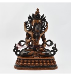 Tibetan Buddhist Copper Alloy in Oxidation Finish 13" Vajrasattva / Dorje Sempa Shakti Statue