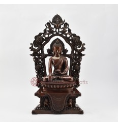 Fine Quality Tibetan Buddhist 17" Shakyamuni Buddha / Tomba on Throne Statue 