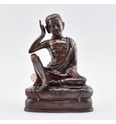  Hand Carved 7" Guru Milarepa Oxidized Copper Alloy Statue