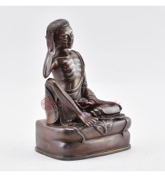  Hand Carved 7" Guru Milarepa Oxidized Copper Alloy Statue