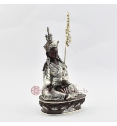 Hand Made Copper Alloy Silver Plated in Oxidation Finish 9" Guru Rinpoche  Statue