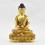 Hand Made Copper Alloy 24 Karat Gold Gilded and Hand Painted Face  9.25" Shakyamuni Buddha Statue