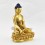 Hand Made Copper Alloy 24 Karat Gold Gilded and Hand Painted Face  9.25" Shakyamuni Buddha Statue