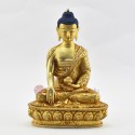 Hand Made  Copper Alloy 24 Karat Gold Gilded and Hand Painted Face 9.25" Shakyamuni Buddha Statue