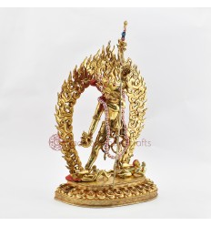 Hand Made Copper Alloy with 24 Karat Gold Gilded and Hand Painted Face 14" Vajrayogini Statue