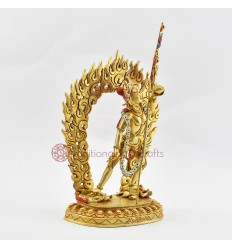 Hand Made Copper Alloy with 24 Karat Gold Gilded and Face Painted 10" Vajrayogini Statue