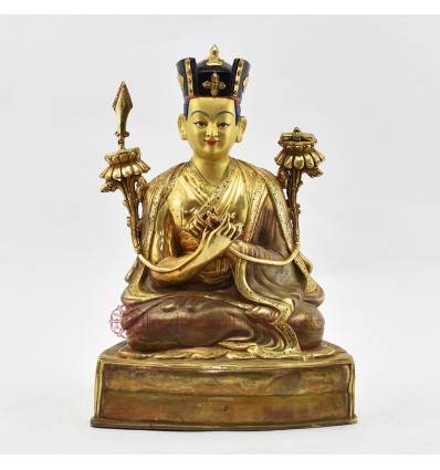 Hand Made 24 Karat Gold Gilded Copper Alloy and Hand Painted Face 10.75" The 5th Karmapa - Deshin Shekpa Statue