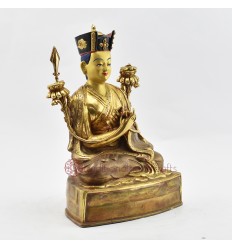 Hand Made 24 Karat Gold Gilded Copper Alloy and Hand Painted Face 10.75" The 5th Karmapa - Deshin Shekpa Statue