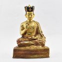 Hand Made 24 Karat Gold Gilded Copper Alloy and Hand Painted Face 10.75" 12th Karmapa - Changchub Dorje Statue