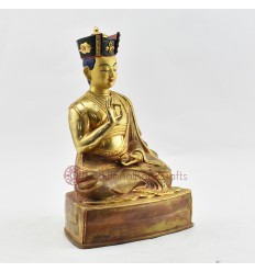 Hand Made 24 Karat Gold Gilded Copper Alloy and Hand Painted Face 10.75" 8th Karmapa - Mikyo Dorje Statue