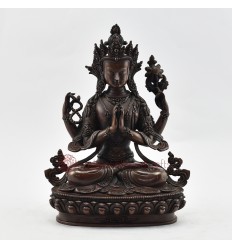 Hand Made Copper Alloy in Oxidation Finish 10" Chenrezig Statue