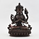 Hand Made Copper Alloy in Oxidation Finish 10" Chenrezig Statue