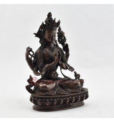 Hand Made Copper Alloy in Oxidation Finish 10" Chenrezig Statue