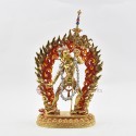 Hand Made Copper Alloy with 24 Karat Gold Gilded and Face Painted 10" Vajrayogini Statue