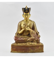 Hand Made  Gold Gilded Copper Alloy and Hand Painted Face 11" The 7th Karmapa - Chödrag Gyatso Dorje Statue