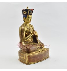 Hand Made  Gold Gilded Copper Alloy and Hand Painted Face 11" The 7th Karmapa - Chödrag Gyatso Dorje Statue