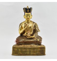 Hand Made Gold Gilded Copper Alloy and Hand Painted Face 11" The 9th Karmapa - Wangchuk (Wangchug) Dorje Statue