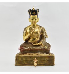 Hand Made Gold Gilded Copper Alloy and Hand Painted Face 11" The 9th Karmapa - Wangchuk (Wangchug) Dorje Statue