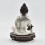 Hand Made Silver Plated Copper Alloy in Oxidation Finish 8" Medicine Buddha Statue